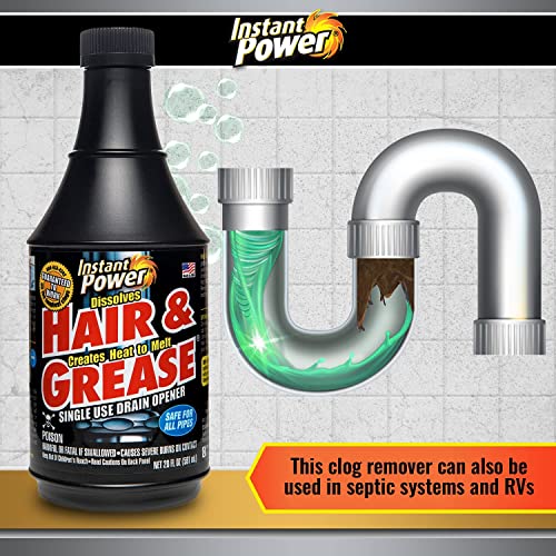 Instant Power Hair & Grease Drain Opener & Clog Remover, 20 fl oz, 6 Pack - size: 20 Fl Oz (Pack of 6)