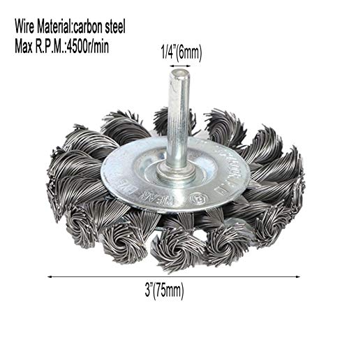 3PCS 3 Inch Knotted Wire Wheel Brushes Kit for Drill with 1/4-Inch Shank,Twist Brush Set Perfect for Rust Removal, Corrosion and Paint,Wire Wheels for Power-Operated Grinders - size: 3 inches