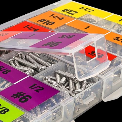EEEEE Self Tapping Screws Assortment Set 552pcs, Assorted Screws SAE #4#6#8#10#12 304 Stainless Steel Sheet Metal Screws Kit Phillips Drive Wood Screw Assortment (SAE Pan Head 552pcs) - size: SAE Pan Head 552pcs