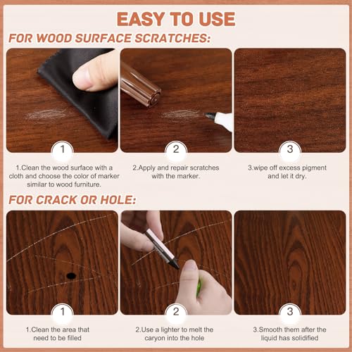 DEWEL Wood Markers Furniture Repair, 18 Colors Furniture Markers Touch Up and Wood Filler Sticks, Wood Scratch Repair Kit for Laminate Floor, Cabinet, Wooden Door, Wood Finish Stain - color: 18 Color