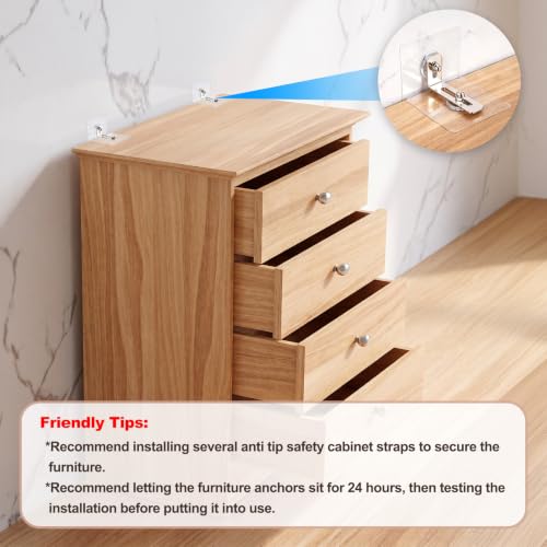 10 Pack Furniture Anchors for Baby Proofing, Furniture Wall Straps - color: Transparent Silver Furniture Anchors - 10 Pack
