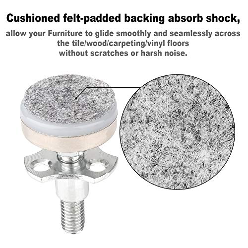Heavy Duty Furniture Leveling Feet Adjustable Furniture Leg Levelers for Tables Chairs Cabinets Sofa Raiser, Support 1320LBs, T- Nut Kit 3/8”-16 Thread, Large Base,w/ 4 Felt Pads,12 Screws (4 Pack) - color: White-4p