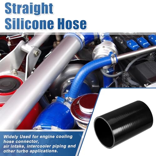 uxcell 3.5" ID 6" Length 4-Ply Reinforced High Temp Straight Coupler Silicone Reducer Hose Black for Car Intercooler Intake Piping - size: 3.5" ID