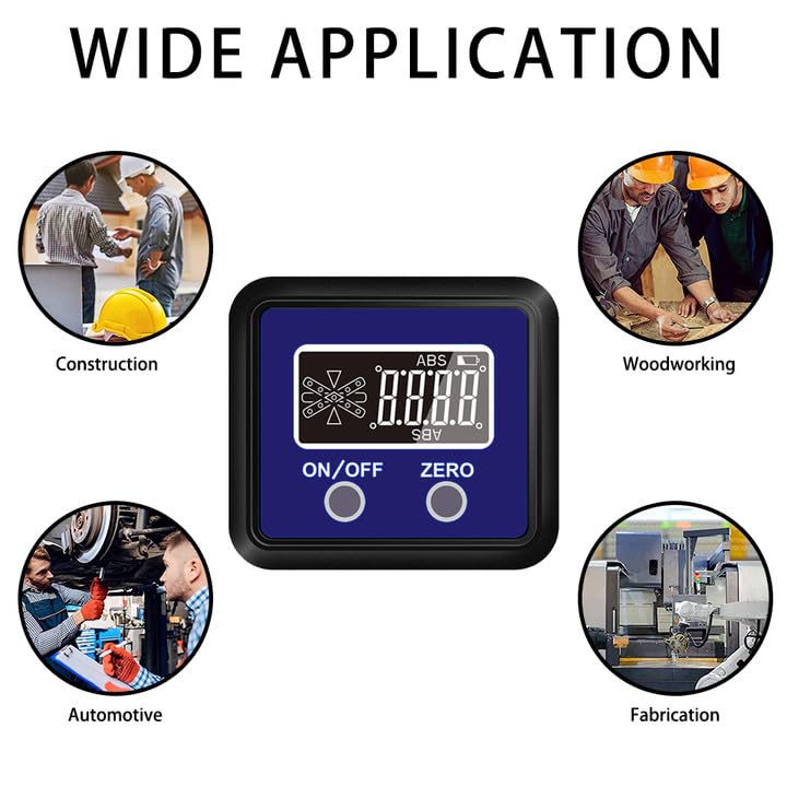 Digital Angle Gauge and Protractor, eOUTIL Digital Angle Finder Inclinometer Level Box with Magnetic Base for Woodworking, Table Saw, Construction, Drilling Machinery, Masonry - color: Blue