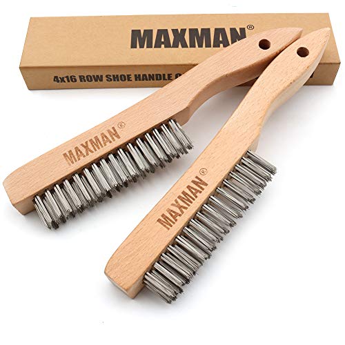 MAXMAN Wire Brush 2Pcs, 10" Stainless Steel Bristles, Rust & Paint Remover - style: 2Pcs Stainless Steel Brushes