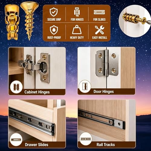 6×14mm Short Expansion Screw Set,Door Hinge Repair Screw and Expansion Anchor (100)