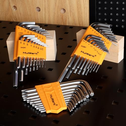 MULWARK Allen Wrench set Metric & SAE with Torx, Allen Key And Hex Key Tool Kit, Chrome Vanadium Steel, Bike Repair DIY Hand Tools, 46 Pcs - style: 46pcs Mertic SAE TORX