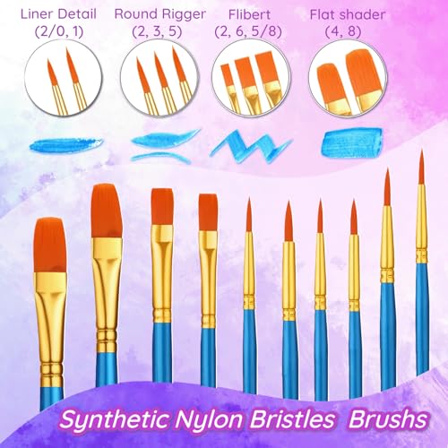 528PCS Valued Paint Brushes and Palettes Set，48Pack of 480PCS Paint Brushes Bulk, 48 Paint Paint Trays, Artist Acrylic Brushes Nylon Brush Head, Suitable for All Purpose Oil Watercolor Painting Set