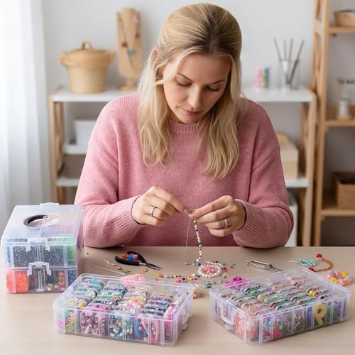 Stackable Bead Organizer 4 Tier with 120pcs Small Boxes Storage Container - size: 4-Tier 120pcs 2in Boxes
