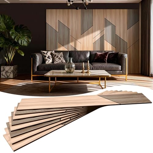 8-Pack Teak Wood Grain 3D Wall Panels with Adhesive, Peel and Stick PVC Wall Tiles for Accent Wall, Covers 92.6 Sq Ft for Luxury Living Room & Bedroom Decor - size: 16" × 105.9"