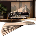 8-Pack Teak Wood Grain 3D Wall Panels with Adhesive, Peel and Stick PVC Wall Tiles for Accent Wall, Covers 92.6 Sq Ft for Luxury Living Room & Bedroom Decor - size: 16" × 105.9"