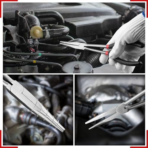 5Pcs Bent Nose Pliers 11 Inch Extra Long Needle Nose Pliers Set