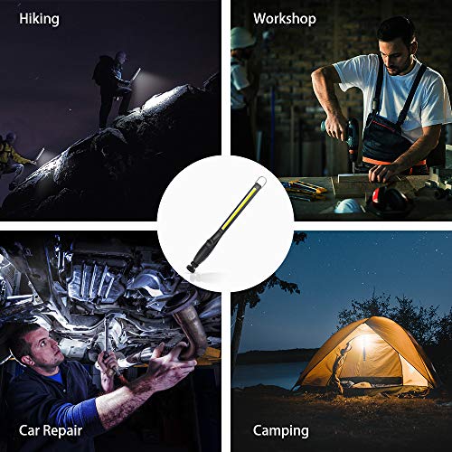 LED Work Light 800 lumens 3300mAh Rechargeable Magnetic Flashlight COB Handheld Portable Inspection Light for Car Repair Machine Garage Emergency(2 Pack) - size: 2 Pack