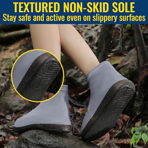 Rain Shoe Covers Waterproof Reusable Galoshes Overshoes - color: Grey, size: X-Large
