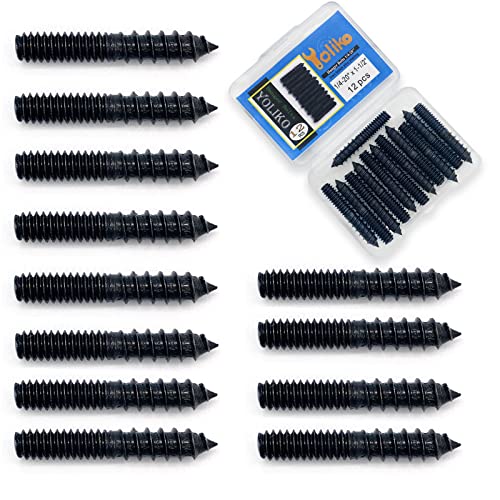 12 Pack 1/4-20 x 1-1/2 Inch Black Hanger Bolts 1/4-20" Double Headed Bolts 1/4 Wood Dowel Screw Self-Tapping Screw Hanger Bolts for Furniture Screws Double Screw Threaded Rods Bolt 37mm Length - size: Black 1/4-20"x1-1/2"-12PCS