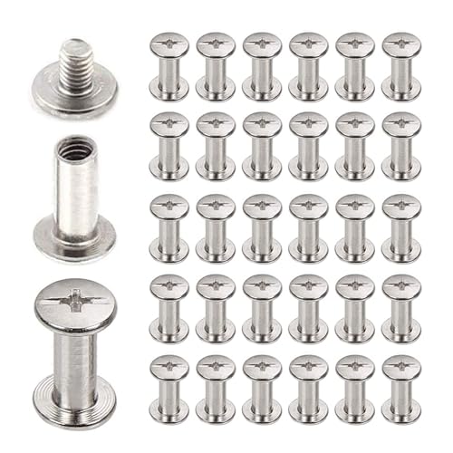 30 Sets M5*12mm 304 Stainless Steel Chicago Screws for Leather, DIY Craft, Bookbinding & Artistic Projects - color: 304 stainless steel, size: M5*12mm