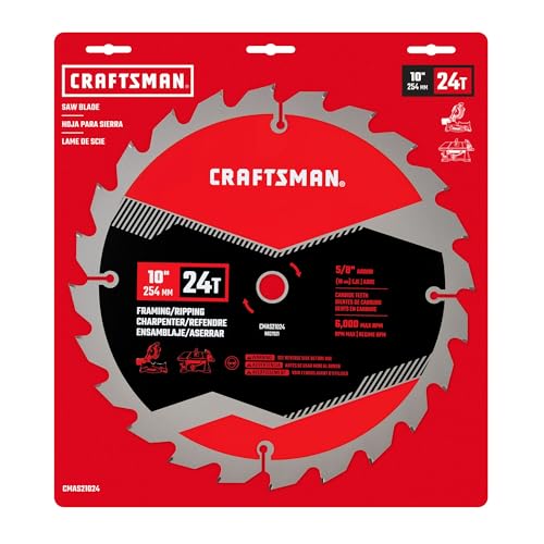 CRAFTSMAN 10 Inch 24T Framing/Ripping Carbide Miter/Table Saw Blade (CMAS21024) - size: STANDARD, style: 10IN 24T