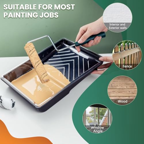 9 Pcs 6 Inch Microfiber Paint Roller Kit - size: 6 Inch Paint Roller Kit, 9pcs