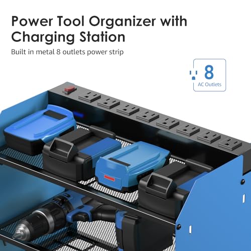 CCCEI Wall Mount Modular Tool Charging Organizer, Blue, 1 Pack, 3 Tier. - color: Blue