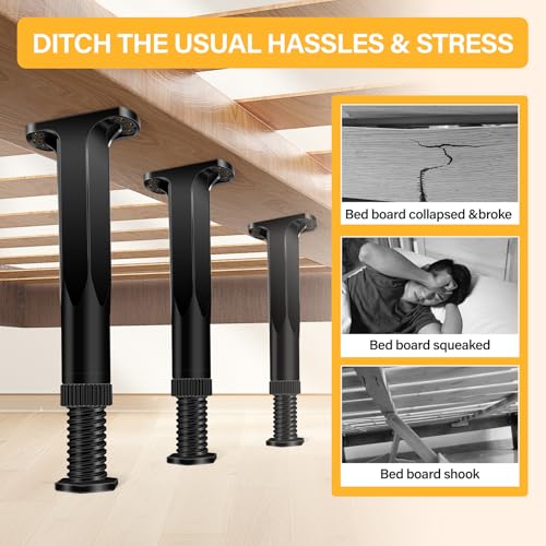 8 PCS Adjustable Height Bed Frame Support Legs - 7.8-14.6inch Bed Slats Support Leg with Screws, Furniture Legs for Bed Frame/Bed Center Slat/Cabinet/Dresser/Table/Sofa/Chair, Bed Replacement Legs - size: 8 PCS