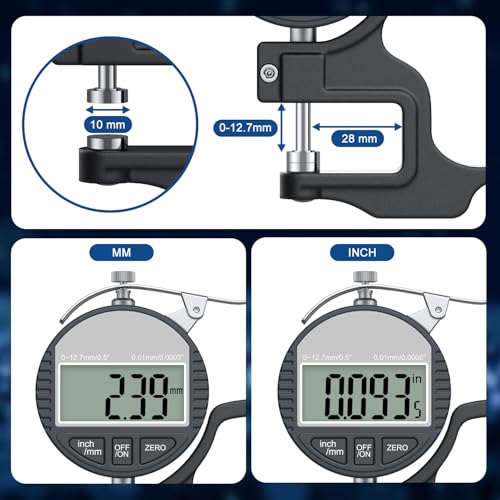 Digital Thickness Gauge 0-12.7mm/0.5" | 0.01mm/0.0005" - size: 0-0.5"/0.0005"