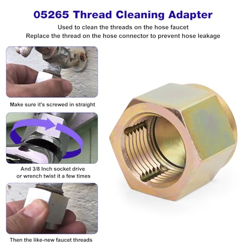 JIOTAR 05265 Thread Cleaner Adapter Tool for Any Common Household Outdoor Faucet to Hose Adapter, Thread Repair Cleaning Tool, Thread Cleaner Faucet Wrench Tool, Garden Hose Thread Chaser