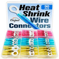 90Pcs Heat Shrink Wire Connectors Electrical Kit - Oiojuct Marine Automotive Wiring Crimp Terminals Assortment, Waterproof Ring Electrical Butt Connector