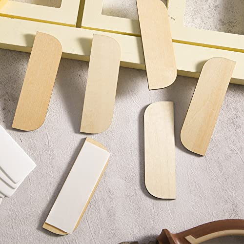 Taiyin 8 Pack 3.5 Inch Hinge Repair Wooden Plate Door Hole Cover Plate Wooden Hinge Filler Wood Repair Kit Kitchen Cabinet Hinges Cabinet Door Blanks with Double Sided Tapes