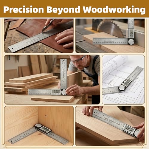 Digital Angle Finder, 7inch 200mm Stainless Steel Precision Measurements, Miter Saw Protractor Angle Calculation and Portable Design(DA-01)