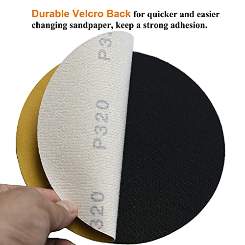 6-Inch No-Hole Hook and Loop Gold Sanding Discs 320-Grit, 100-Pack - size: 320 Grit