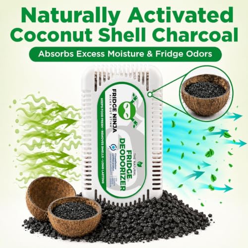Fridge Ninja Fridge Deodorizer, Activated Charcoal Odor Absorber, 2 Pack - size: 1 Count (Pack of 2)