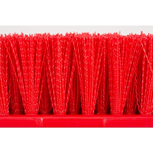 SPARTA Multi-Level Tile Scrub Brush 12" Wide Brush Head, Heavy-Duty Tile Cleaning Brush with End Bristles for Commercial Tiles, Tubs and Floor, Plastic, 12 Inches, Red - color: Red