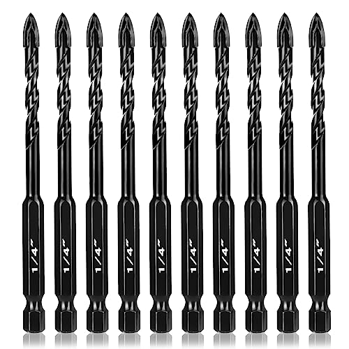 Concrete Drill Bit Set 10 Pcs, 1/4" Masonry Drill Bits, Hex Shank - size: 1/4", 10 Pcs