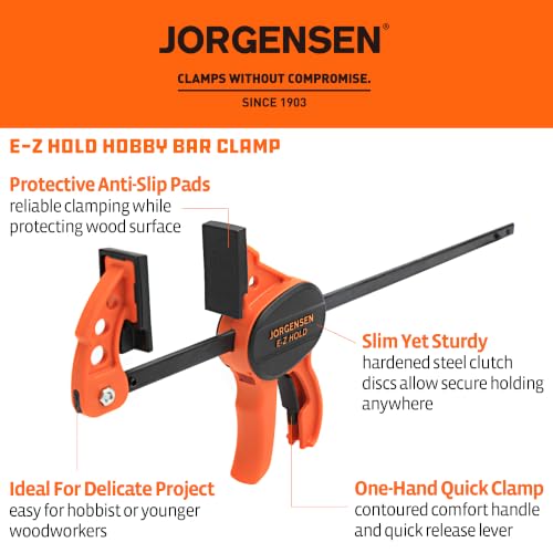 JORGENSEN E-Z Hold 2-Pack 8" One Hand Hobby Bar Clamps for Woodworking - size: 8"