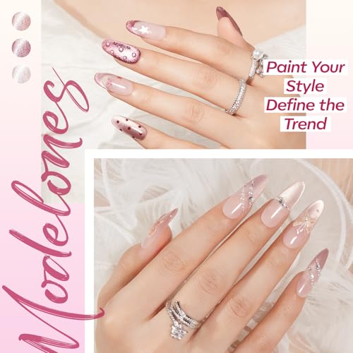 modelones Cat Eye Gel Nail Polish, Nude Glitter Red Pink Purple Cateye Gel - color: A-1 Velvet Blush