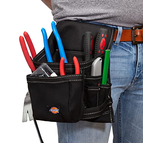 Dickies 8-Pocket Canvas Tool and Utility Pouch for Work Belts, Fastener Pocket, Hammer Loops, 2-inch Belt Loop, Black - color: Black