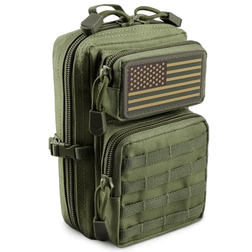 LIVANS Tactical Molle Utility Pouch, EDC Tool Pouch, Small Admin Pouch - color: Army Green