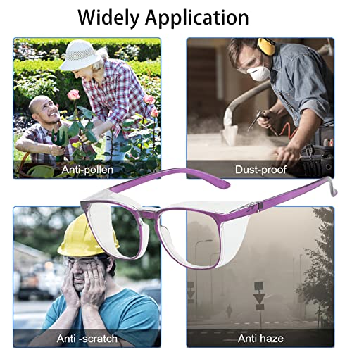 Safety Glasses for Men Women Nurses Anti Fog Stylish Fashion Comfortable Goggles with Side Shields Eye Protection for Adult - color: Dark Purple