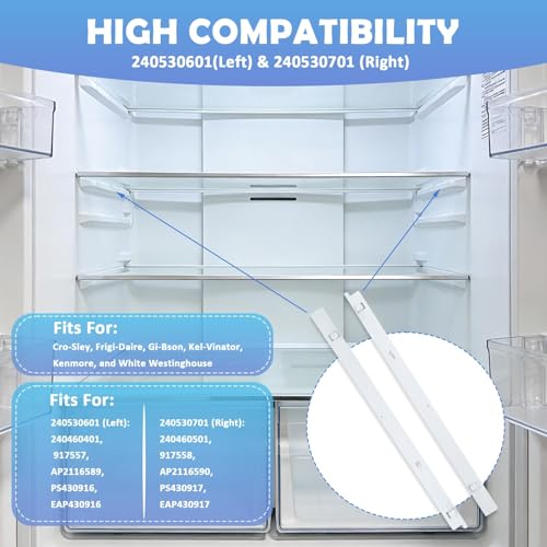 240530601 (Left) & 240530701 (Right) Refrigerator Pan Hanger Support Rail Kit, Drawer Slide Rail Support Compatible with Frigidaire, Kenmore, Electrolux Refrigerator, Replaces# 240460401 240460501