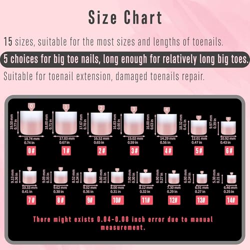 NOVO OVO Ombre French Tip Press on Toe Nail Tips, Sharp Square Pre-Designed Soft Gel False Toenail Extension, BABY PINK Pre-applied Tip Primer & Base Coat, Full Cover Acrylic DIY x 15 Sizes 240 pcs - color: Sharp Square Ombre Baby Pink