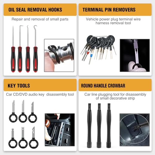 GOOACC 330Pcs Trim Removal Tool, Auto Push Pin Bumper Retainer Clip Set Fastener Terminal Remover Tool Adhesive Cable Clips Kit Car Panel Radio Removal Auto Clip Pliers, Black - color: 330Pcs Clips Removal Kit Black
