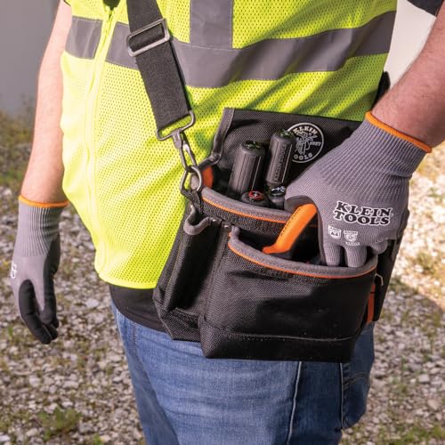 KLEIN TOOLS 60587 Work Gloves, Knit Dipped Cut Resistant ANSI A4 Nitrile Coated Gloves, HPPE Fabric, Touchscreen Capable, Small, 2-Pair - style: Small