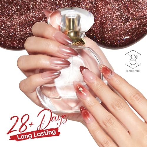 modelones Cat Eye Gel Nail Polish Kit Jelly 32PCS 28Colors Glitter - color: A0-Blooming Winter
