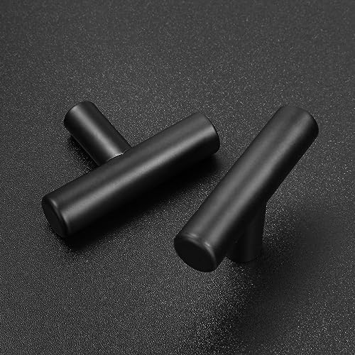 Estmoon 30 Pack Cabinet Knobs Matte Black Drawer Knobs Stainless Steel 2 Inch Overall Length Dresser Knobs for Cabinets Cupboard Bathroom Kitchen Hardware, Single Hole T Bar Knobs - color: Matte Black