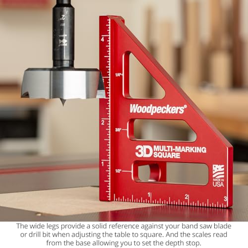 Woodpeckers 3D Multi-Marking Square, Metric Version, USA Made, Feature Packed Aluminum Woodworking Square for Layout, Joinery, Assembly Check - style: Metric