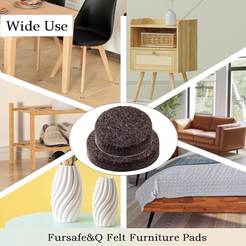 Fursafe&Q Felt Furniture Pads, Furniture Felt Pads for Hardwood Floors -Self Adhesive Chair Leg Floor Protectors, Protect from Nicks, Dents and Scratches, Chair Feet Protectors 136 Pcs Chair Feet - size: 136 Pcs Brown Round Felt Pads