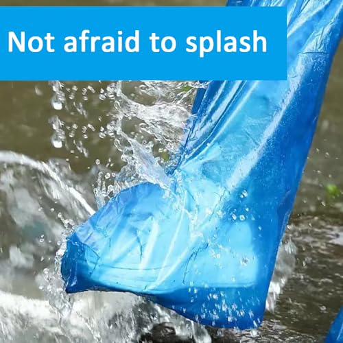 10pcs Disposable Shoe Covers Blue Rain Shoes and Boots Cover Plastic Long Shoe Cover Clear Waterproof Anti-Slip Overshoe for Women Men Water Boots Cover Rainy Day Use Cover - size: 10 Pack(5 Pairs)