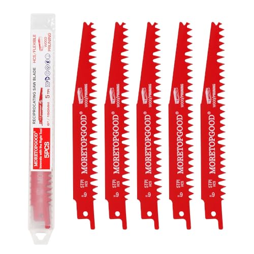 Wood Pruning Reciprocating Saw Blades,6 Inch Saw Blades for Trees Wood Cutting, Wood Saw Blades (5 Pack/5TPI) - size: 6 Inch---5PCS