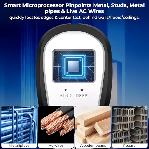 Stud Finder Wall Scanner, Electronic Stud Sensor Detector with LCD Display & Deep Scan, Beam Finders for Center & Edge of Wood, Metal,Live AC Wire,Metal Studs,Joist,Metal Pipe,Drywall Framing