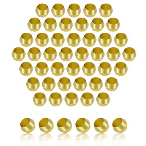 MuHize 50 Pcs Brass Compression Fitting, 5/16" Tube OD Sleeves Ferrules - color: 50 pcs, size: 5/16 Inch
